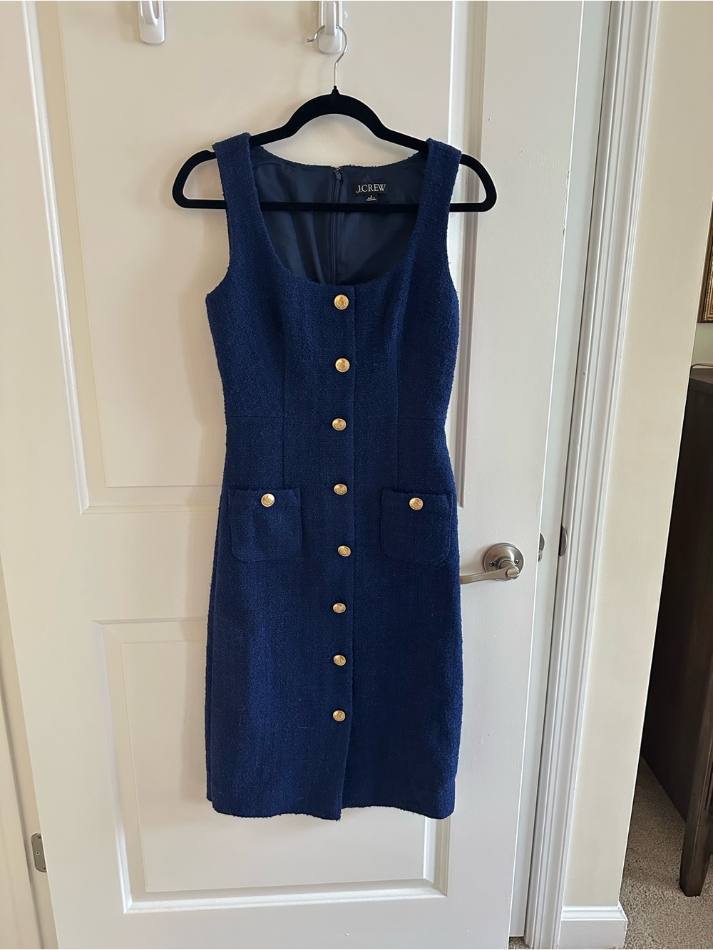 J. Crew Tweed Sleeveless Button-Front Sophia Dress